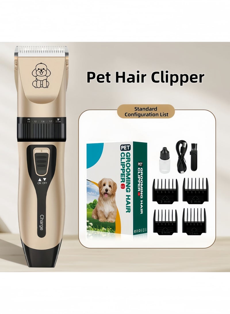 ​  مقص كهربائي متخصص للحيوانات الأليفة بـ 5 سرعات - شفرة قابلة للفك والغسيل، من سبائك التيتانيوم والسيراميك، قابل للتعديل 0.8-2.0 ملم للكلاب والقطط - Image 1